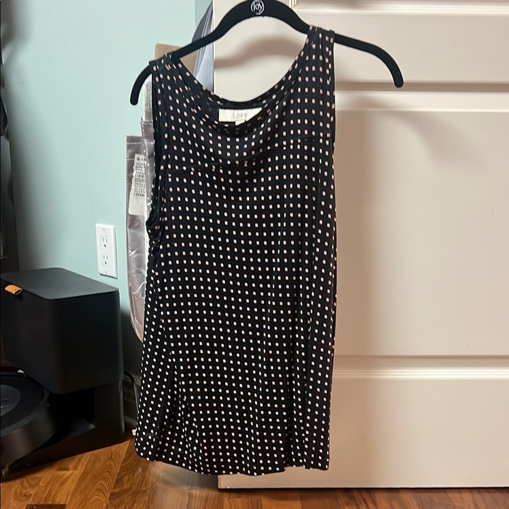 LOFT Black and White Dotted Tank Top